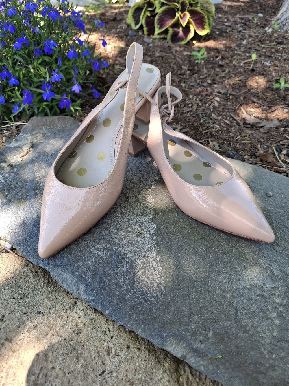 Boden Patent Pointed-Toe Slingback Pumps in Blush